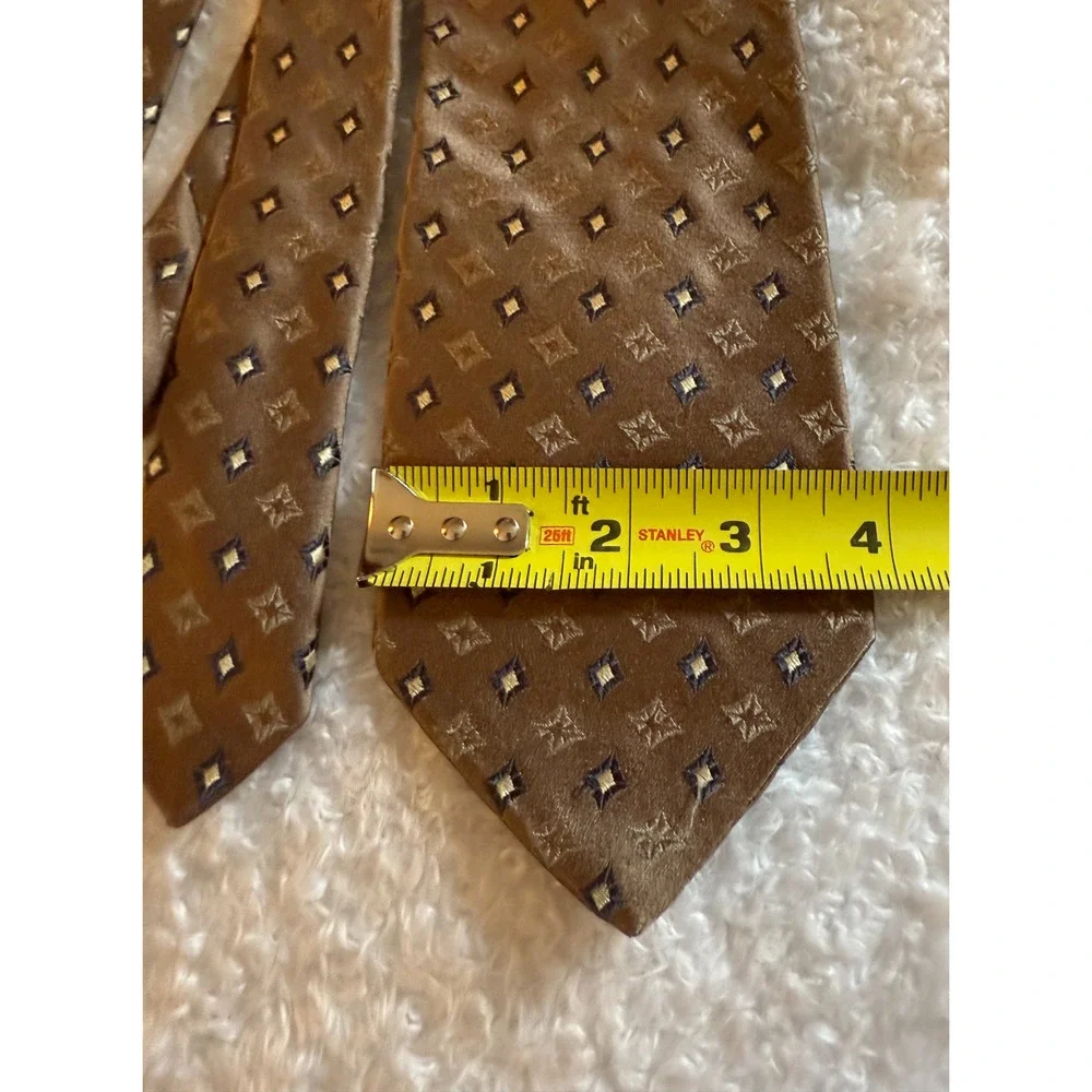 Emanuel Ungaro Silk Tie Brown Geometric Medallion Designer Necktie Vintage Italy